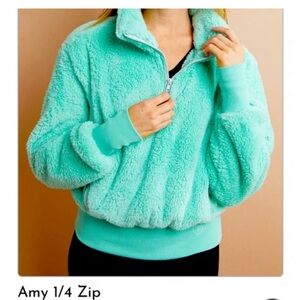 Savvi Amy 1/4 zip Jacket made of purple Sherpa size large